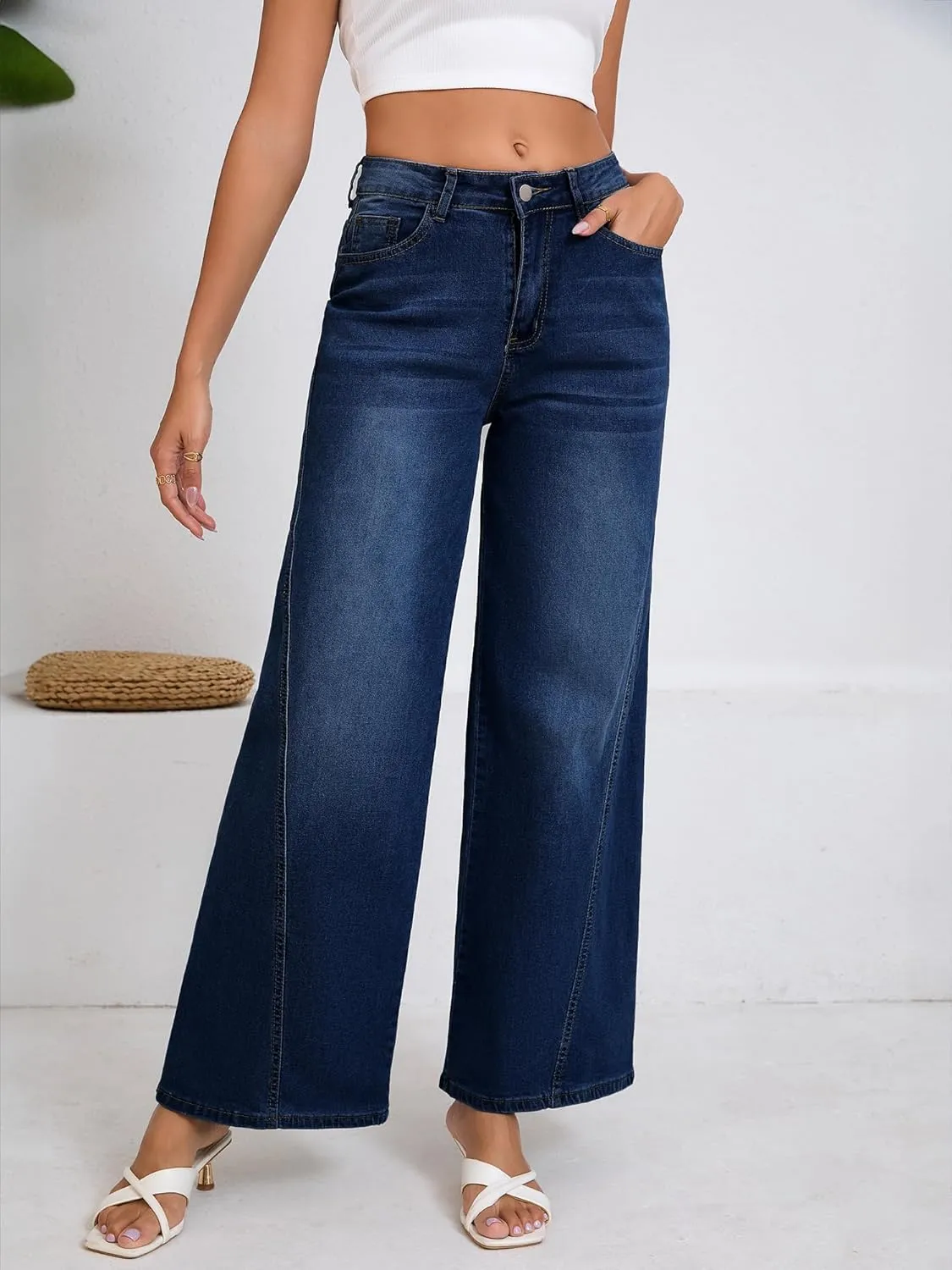 Wide Leg Jeans Woman High Waisted Stretch Baggy Loose Straight Leg Denim Pants