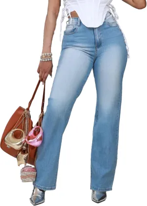 Wide Leg Jeans Woman High Waisted Stretch Baggy Loose Straight Leg Denim Pants