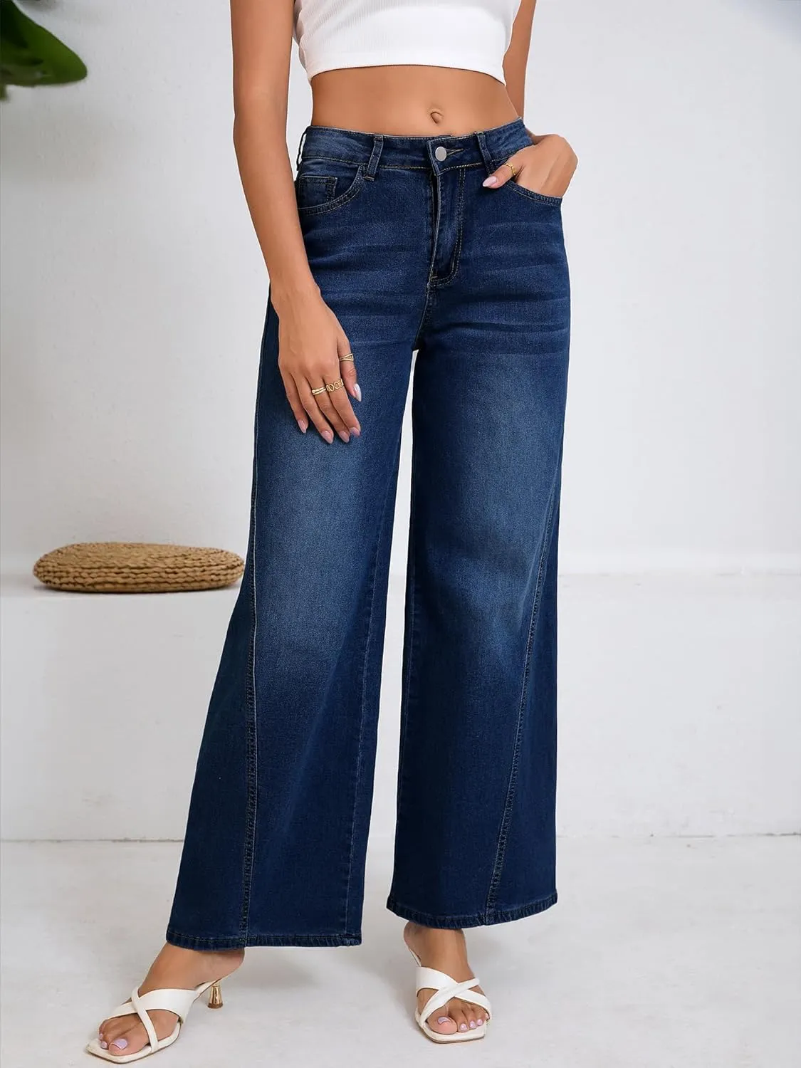 Wide Leg Jeans Woman High Waisted Stretch Baggy Loose Straight Leg Denim Pants