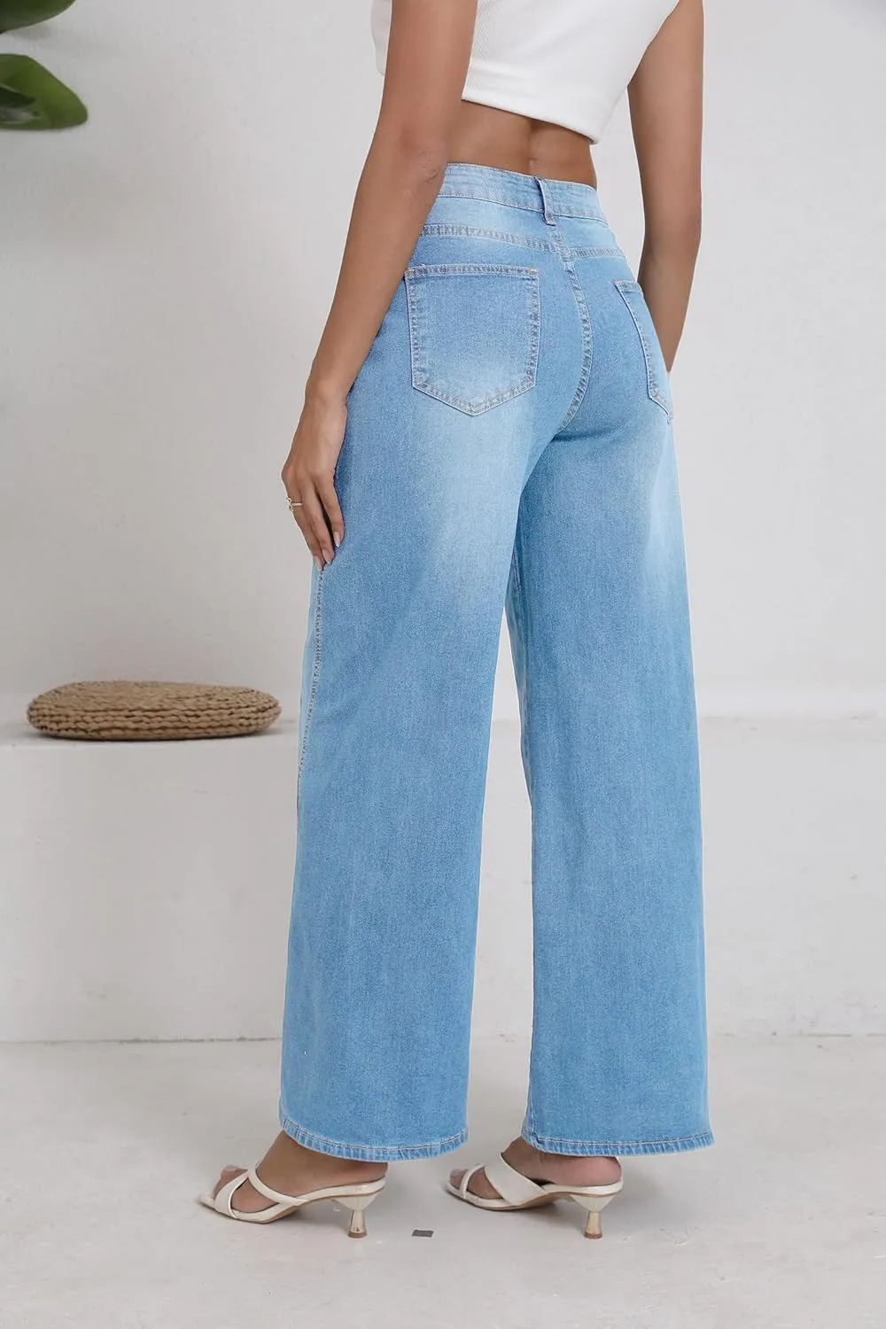 Wide Leg Jeans Woman High Waisted Stretch Baggy Loose Straight Leg Denim Pants