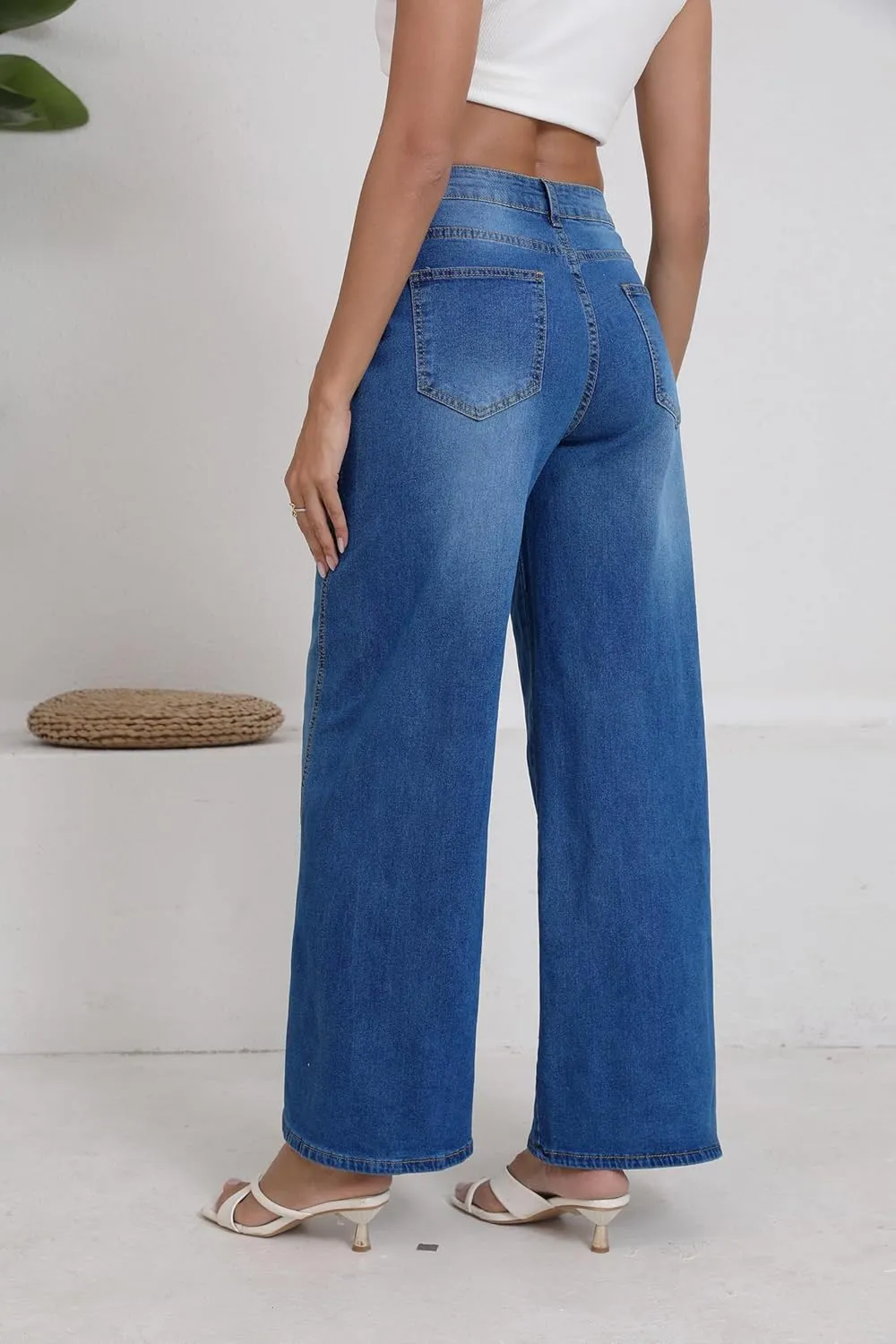 Wide Leg Jeans Woman High Waisted Stretch Baggy Loose Straight Leg Denim Pants