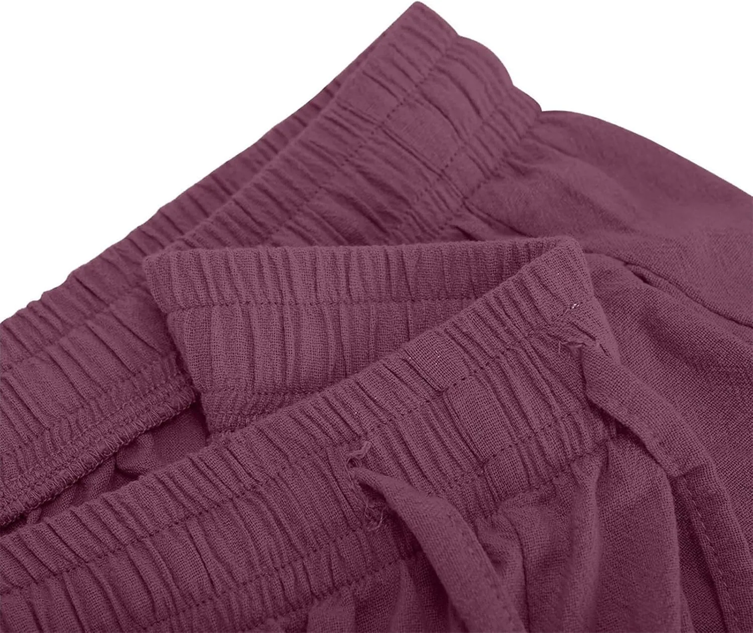 Wide Leg Linen Pants for Women Loose Summer Drawstring High Waist Casual Pants Vacation Lounge Trousers with Pockets