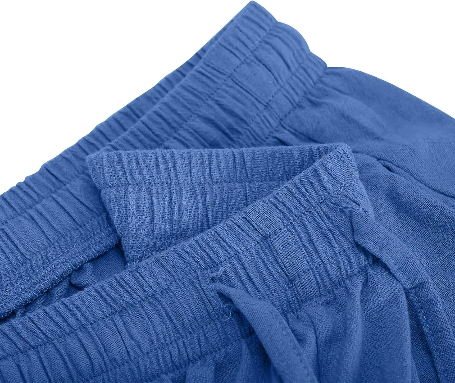 Wide Leg Linen Pants Women Casual Summer Elastic Waist Loose Palazzo Trousers Flowy Beach Lounge Pants with Pockets