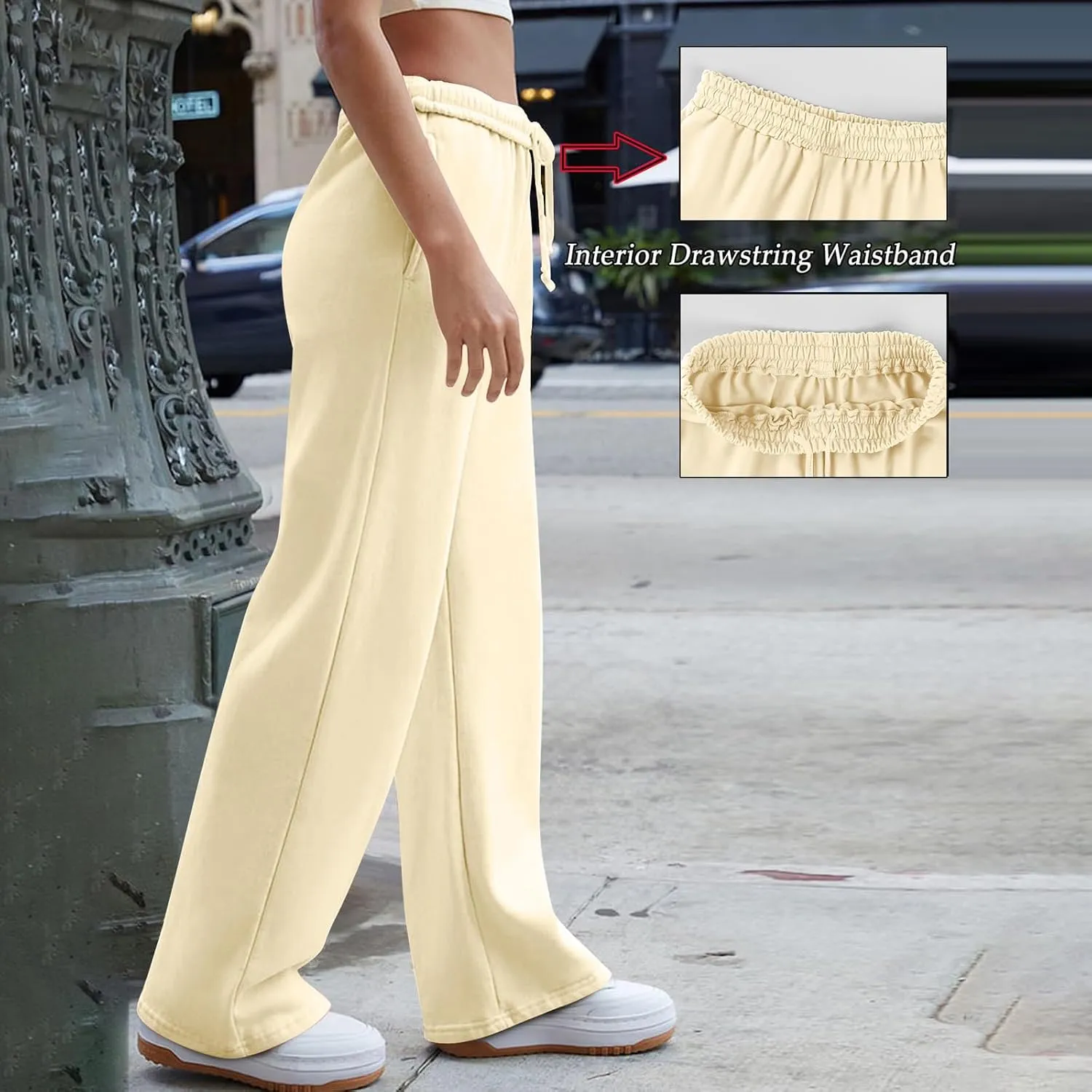 Wide Leg Sweatpants Women Baggy Y2k High Waisted Athletic Jogger Pants Solid Color Casual Cargo Pants with Pockets