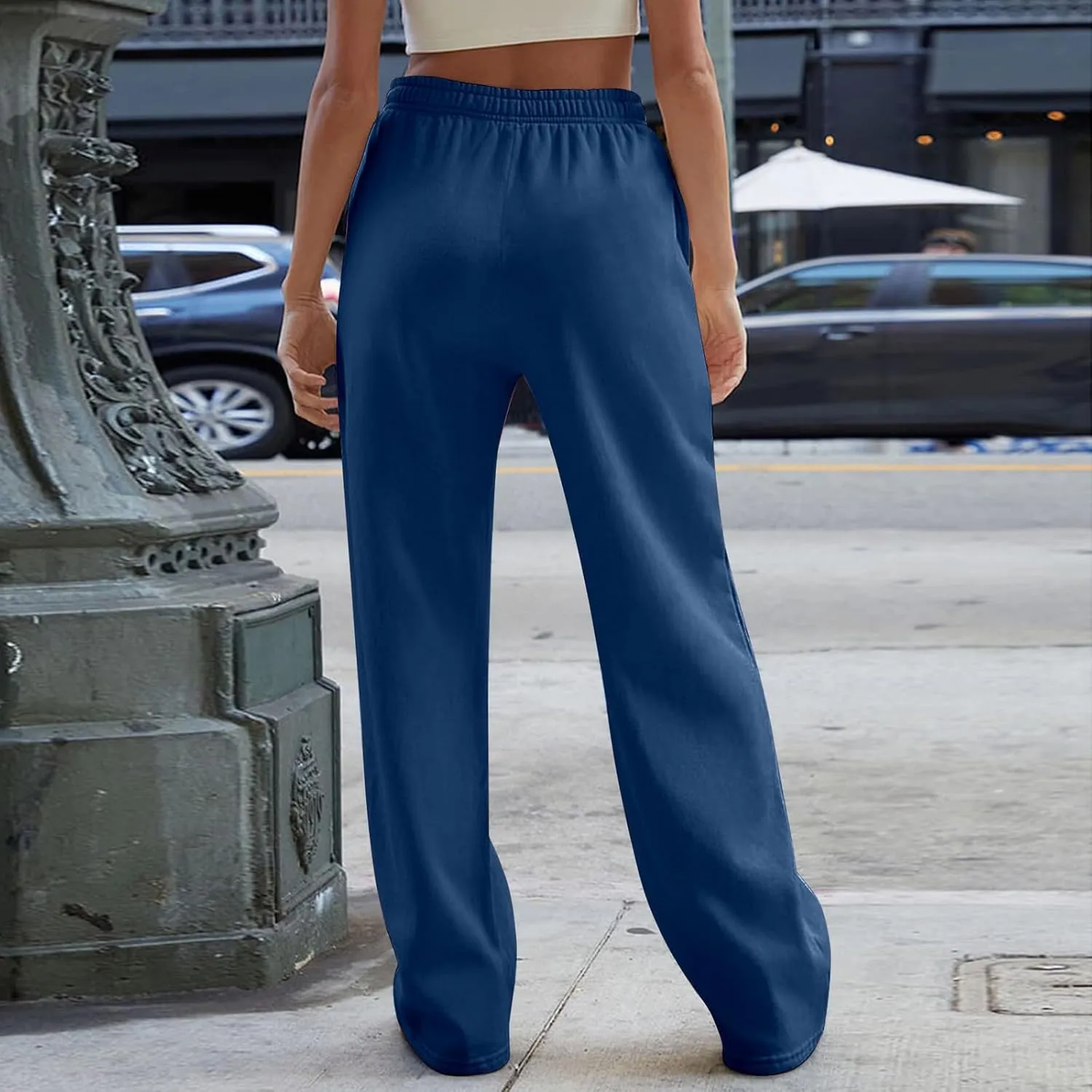 Wide Leg Sweatpants Women Baggy Y2k High Waisted Athletic Jogger Pants Solid Color Casual Cargo Pants with Pockets