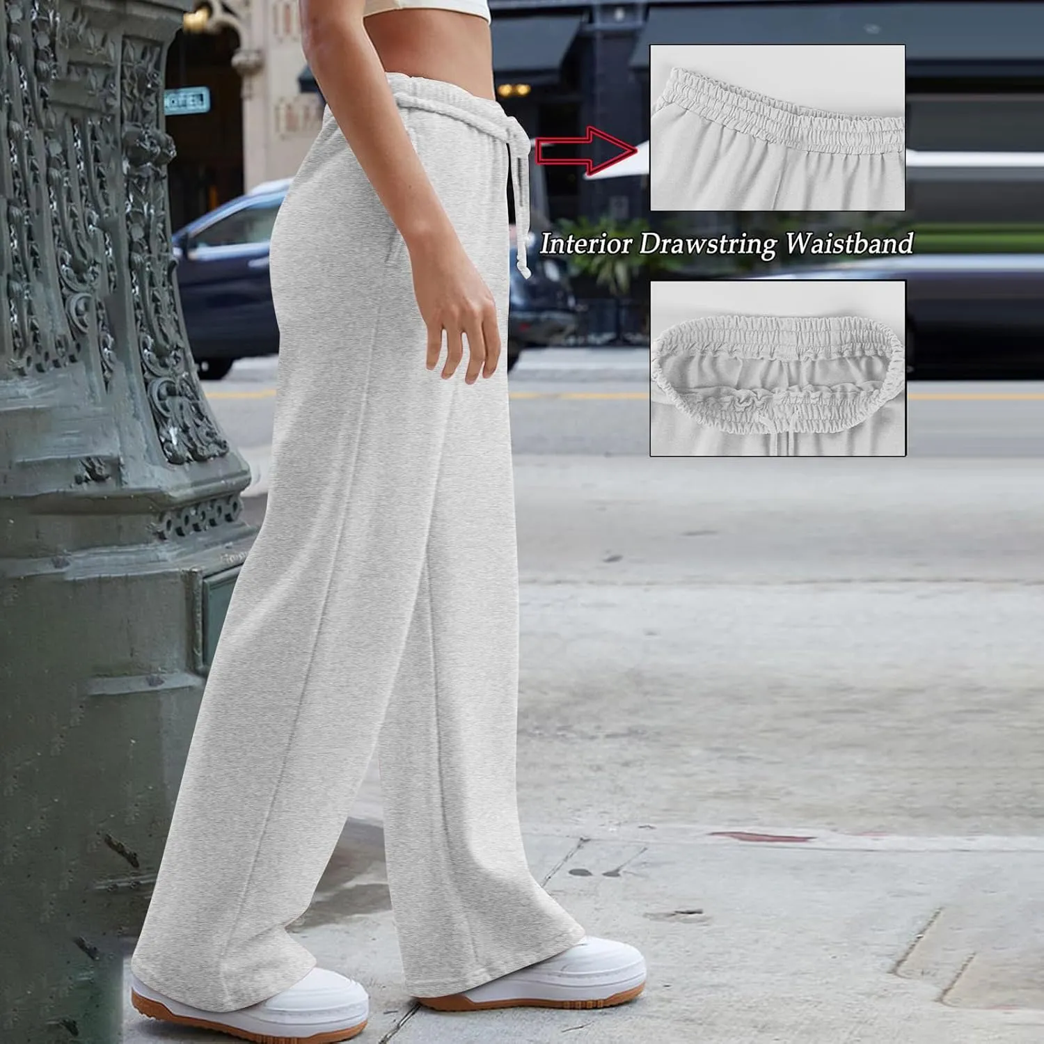 Wide Leg Sweatpants Women Baggy Y2k High Waisted Athletic Jogger Pants Solid Color Casual Cargo Pants with Pockets