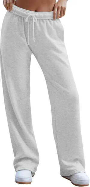 Wide Leg Sweatpants Women Baggy Y2k High Waisted Athletic Jogger Pants Solid Color Casual Cargo Pants with Pockets