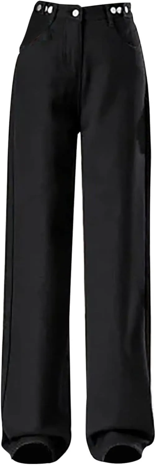 Women Boyfriend Jeans Pants Loose Fit High Waisted Straight Baggy Denim Wide Leg Jeans Y2K Streetwear with Pockets