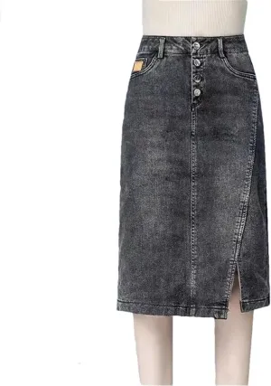 Women Denim Skirt Spring Summer High-Waisted A-Line Jeans Skirt Korean Loose Tassels Mini Denim Skirts