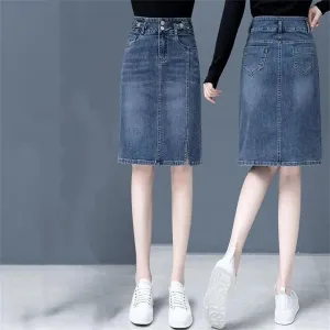 Women Denim Skirt Spring Summer High-Waisted A-Line Jeans Skirt Korean Loose Tassels Mini Denim Skirts