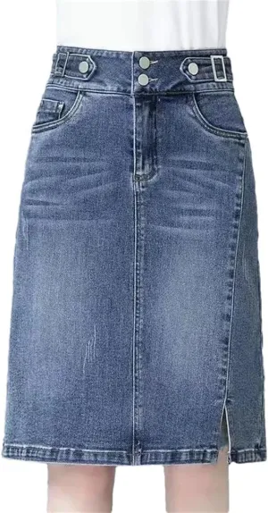 Women Denim Skirt Spring Summer High-Waisted A-Line Jeans Skirt Korean Loose Tassels Mini Denim Skirts