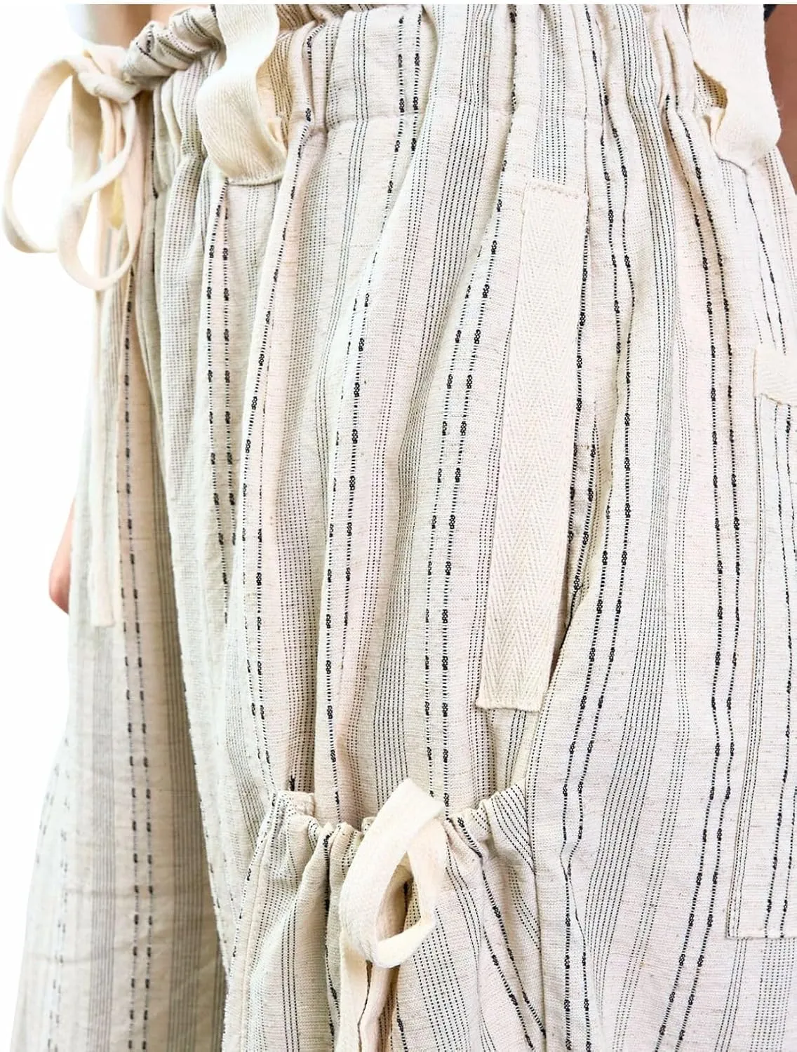 Women Drawstring Striped Pants Loose Wide Leg Casual Lounge Pants with Pockets