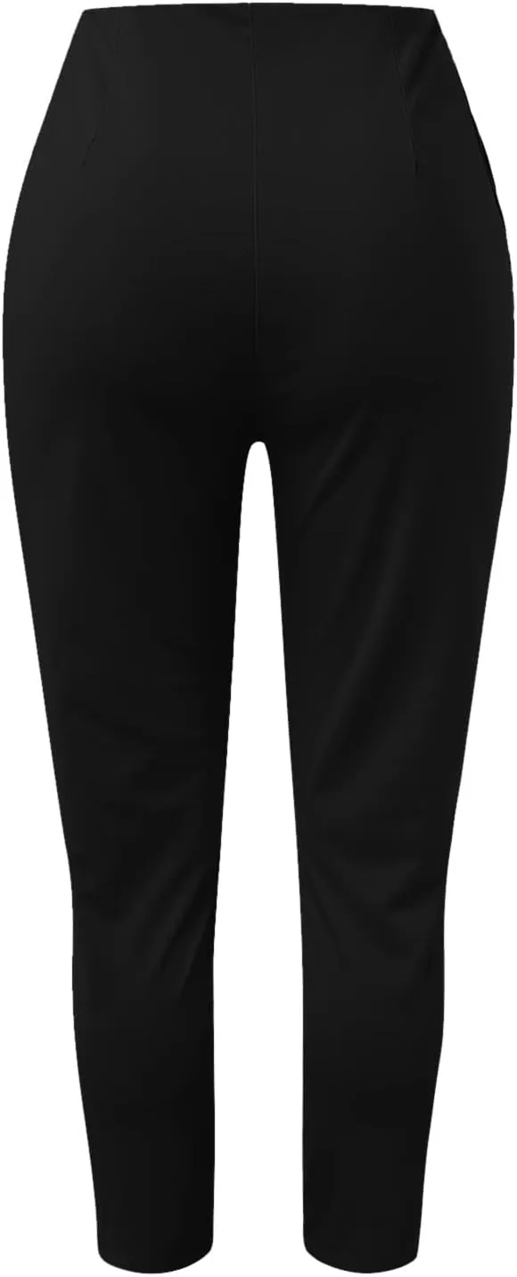 Women High Waist Casual Dress Pants Business Office Slim Skinny Trousers Solid Comfy Work Pant with Pocket #220