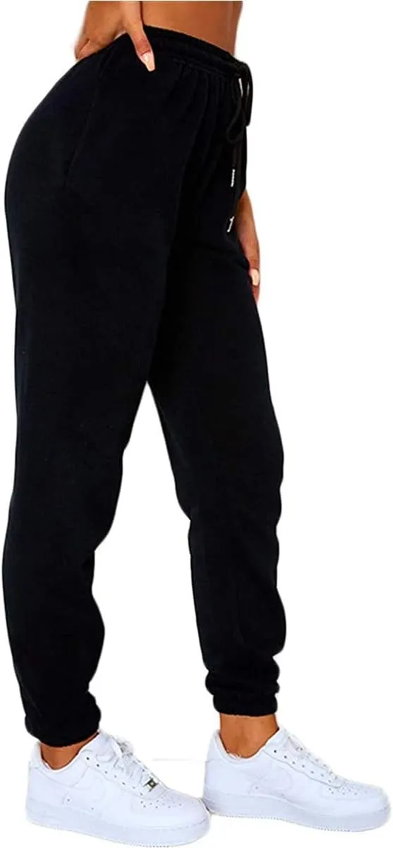 Women Jogger Sweatpants Solid High Waist Drawstring Baggy Pants Cinch Bottom Runing Workout Trousers with Pockets