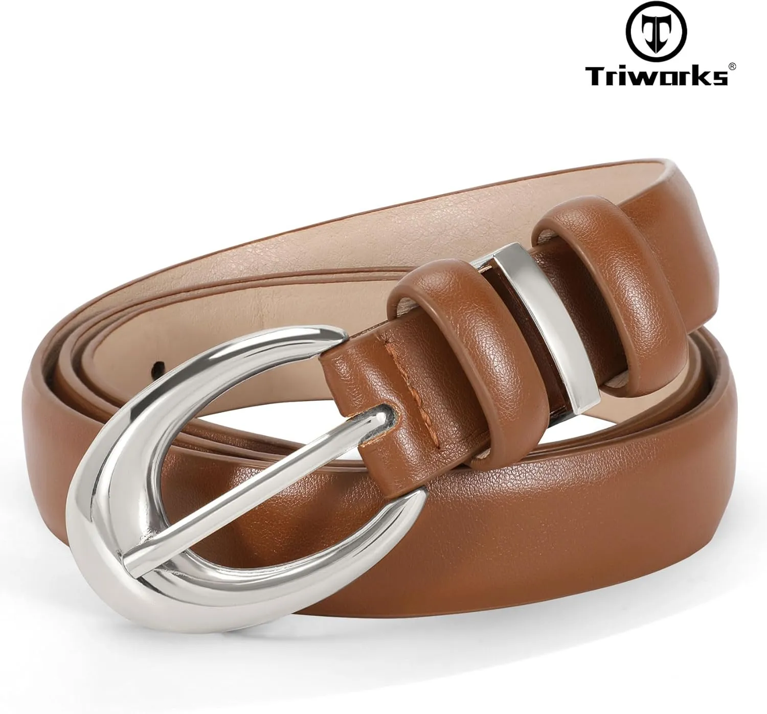 Women Leather Belt for Jeans Pants Fashion Ladies Skinny Faux Leather Dress belt with Gold Buckle
