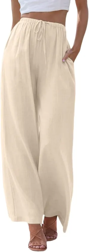 Women Linen Palazzo Pants Winter Satin Sports Jeans with Pockets Fleece Lined Water Resistant