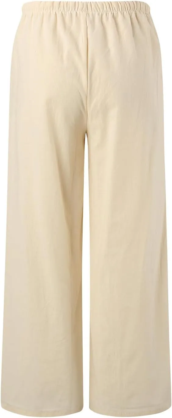 Women Linen Palazzo Pants Winter Satin Sports Jeans with Pockets Fleece Lined Water Resistant