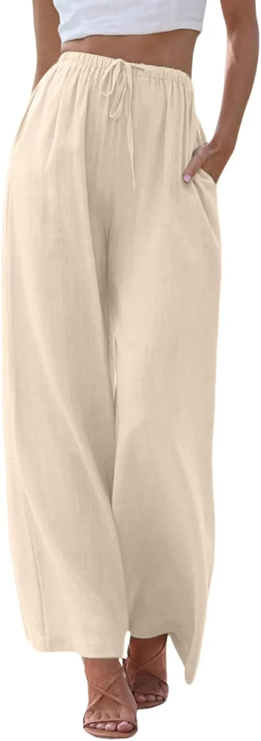 Women Linen Palazzo Pants Winter Satin Sports Jeans with Pockets Fleece Lined Water Resistant