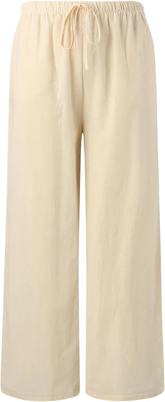 Women Linen Palazzo Pants Winter Satin Sports Jeans with Pockets Fleece Lined Water Resistant
