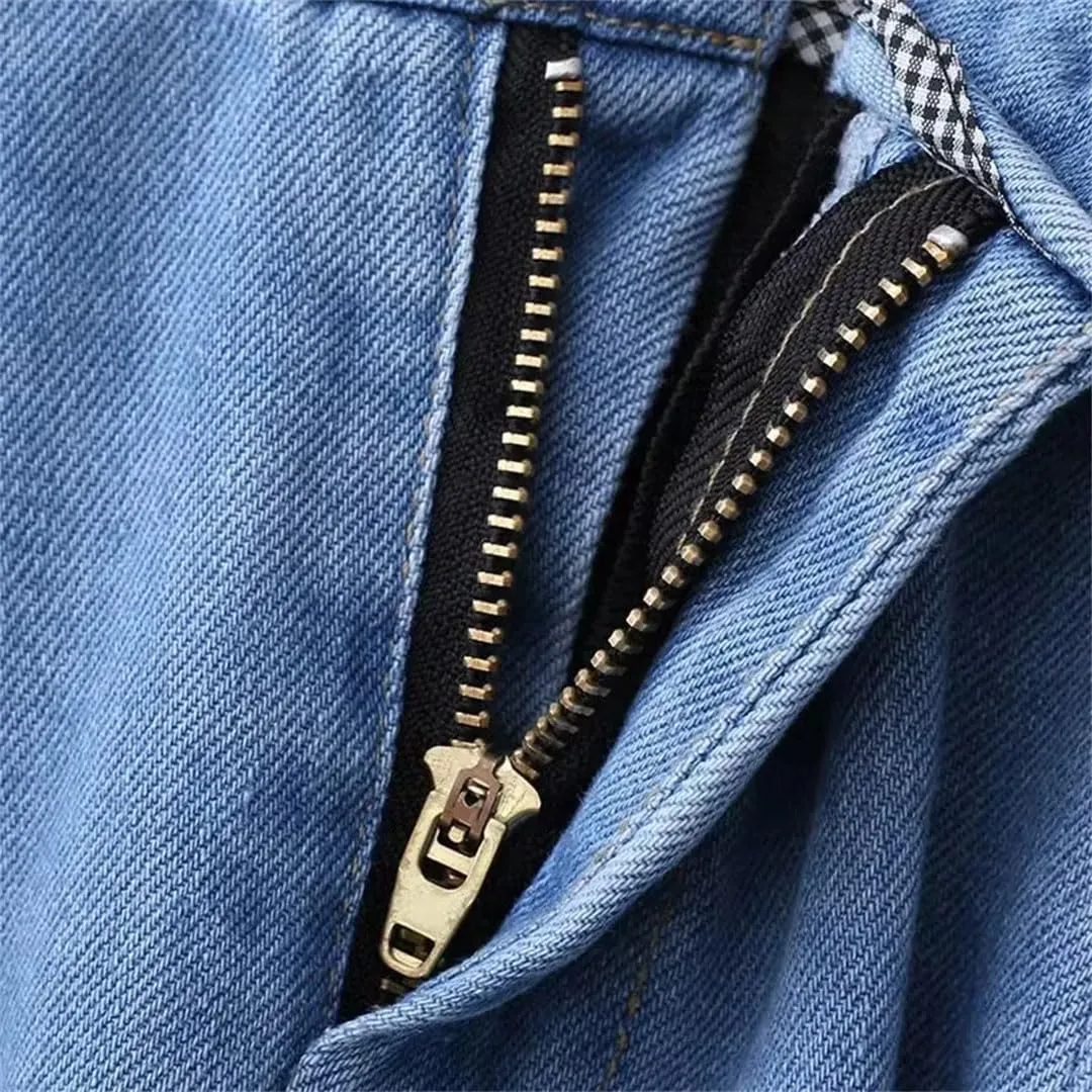 Women Mini Denim Skirts Spring Summer High-Waisted A-Line Jeans Skirt Korean Loose Mid-Length Umbrella Skirt