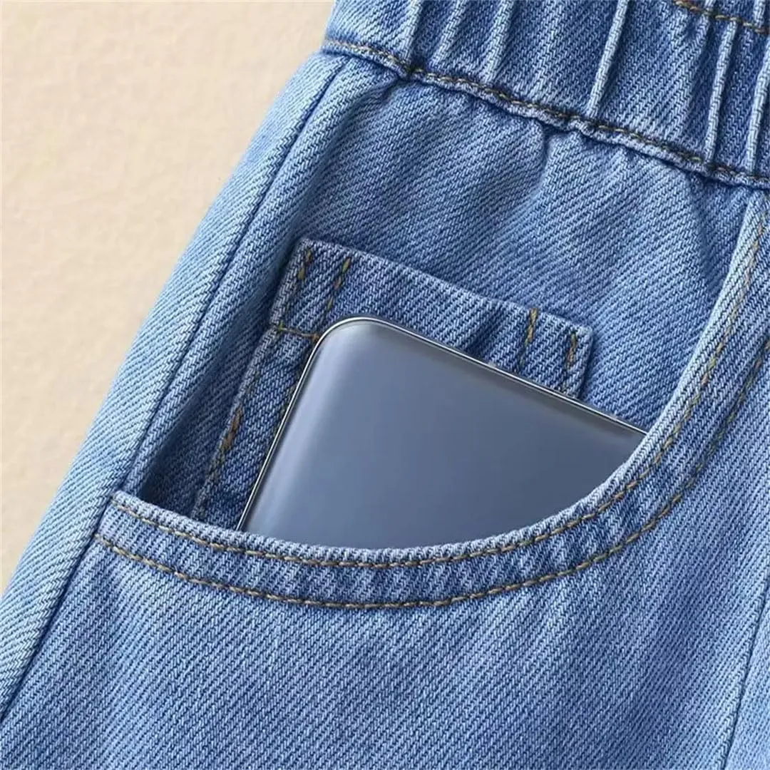 Women Mini Denim Skirts Spring Summer High-Waisted A-Line Jeans Skirt Korean Loose Mid-Length Umbrella Skirt