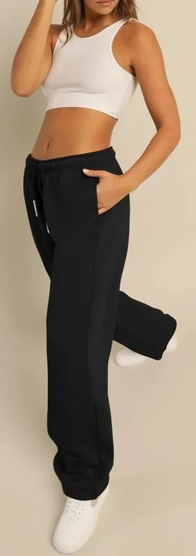 Women Straight Wide Leg Sweatpants High Waist Drawstring Baggy Jogger Pants 2024 Fall Casual Loose Athletic Trouser