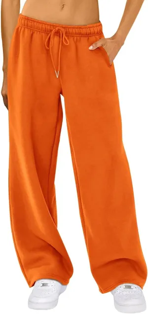 Women Straight Wide Leg Sweatpants High Waist Drawstring Baggy Jogger Pants 2024 Fall Casual Loose Athletic Trouser