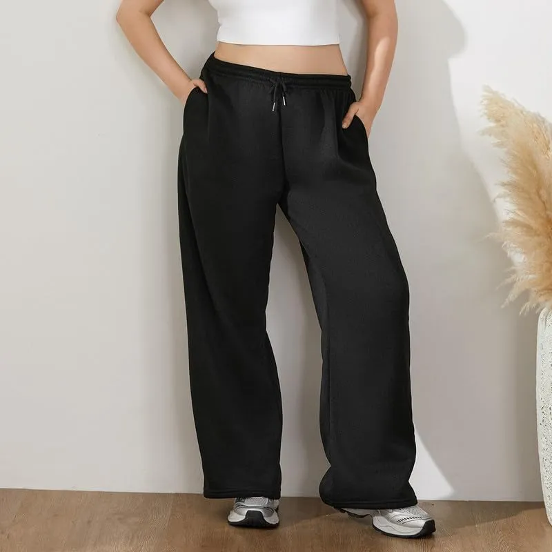 Women Straight Wide Leg Sweatpants High Waist Drawstring Baggy Jogger Pants 2024 Fall Casual Loose Athletic Trouser