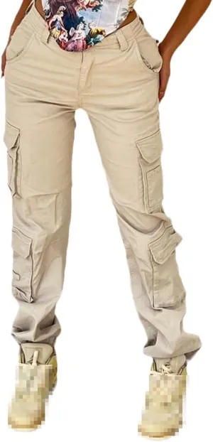 Women Vintage Cargo 'S Pants Streetwear Casual High Waist Trousers