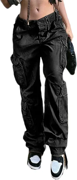 Women Vintage Cargo 'S Pants Streetwear Casual High Waist Trousers