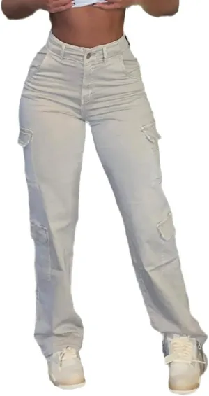 Women Vintage Cargo 'S Pants Streetwear Casual High Waist Trousers