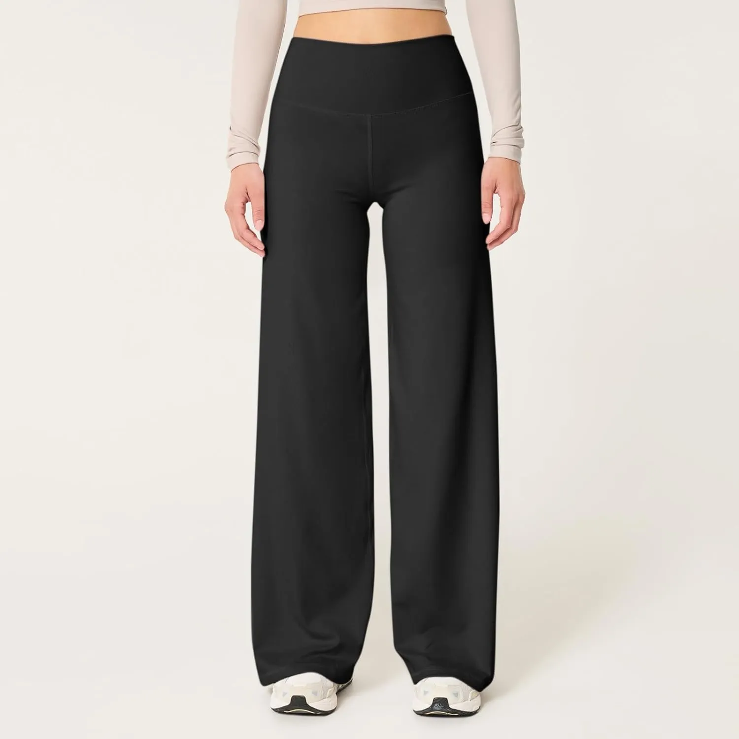 Women Wide Leg Yoga Pants High Waist Straight Trousers Dress Work Pants Tummy Control Flare Leggings with Pockets