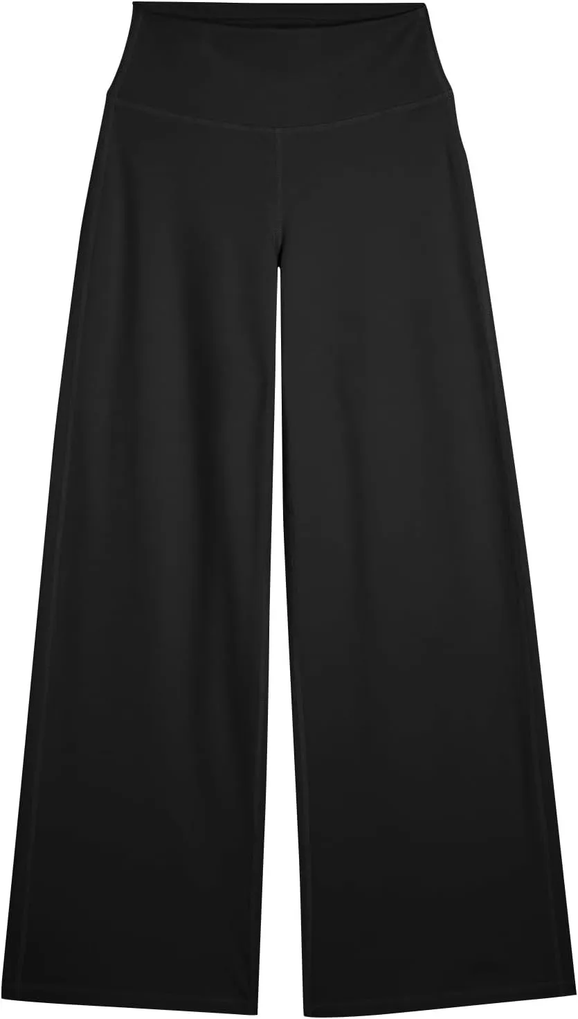 Women Wide Leg Yoga Pants High Waist Straight Trousers Dress Work Pants Tummy Control Flare Leggings with Pockets