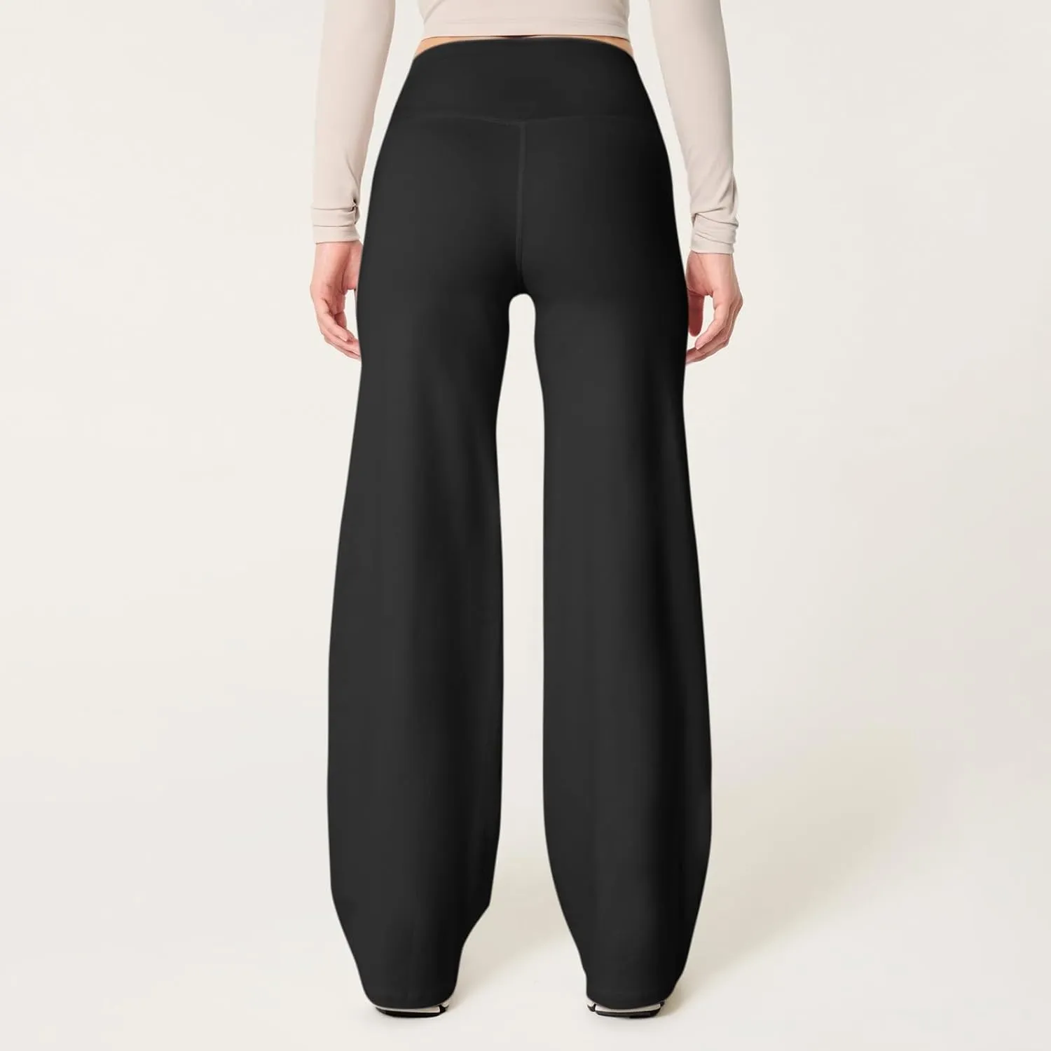 Women Wide Leg Yoga Pants High Waist Straight Trousers Dress Work Pants Tummy Control Flare Leggings with Pockets