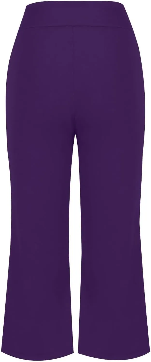 Womens Bootcut Dress Pants Business Casual Work Pants with Pockets High Waist Stretchy Trousers Pull On Office Slacks
