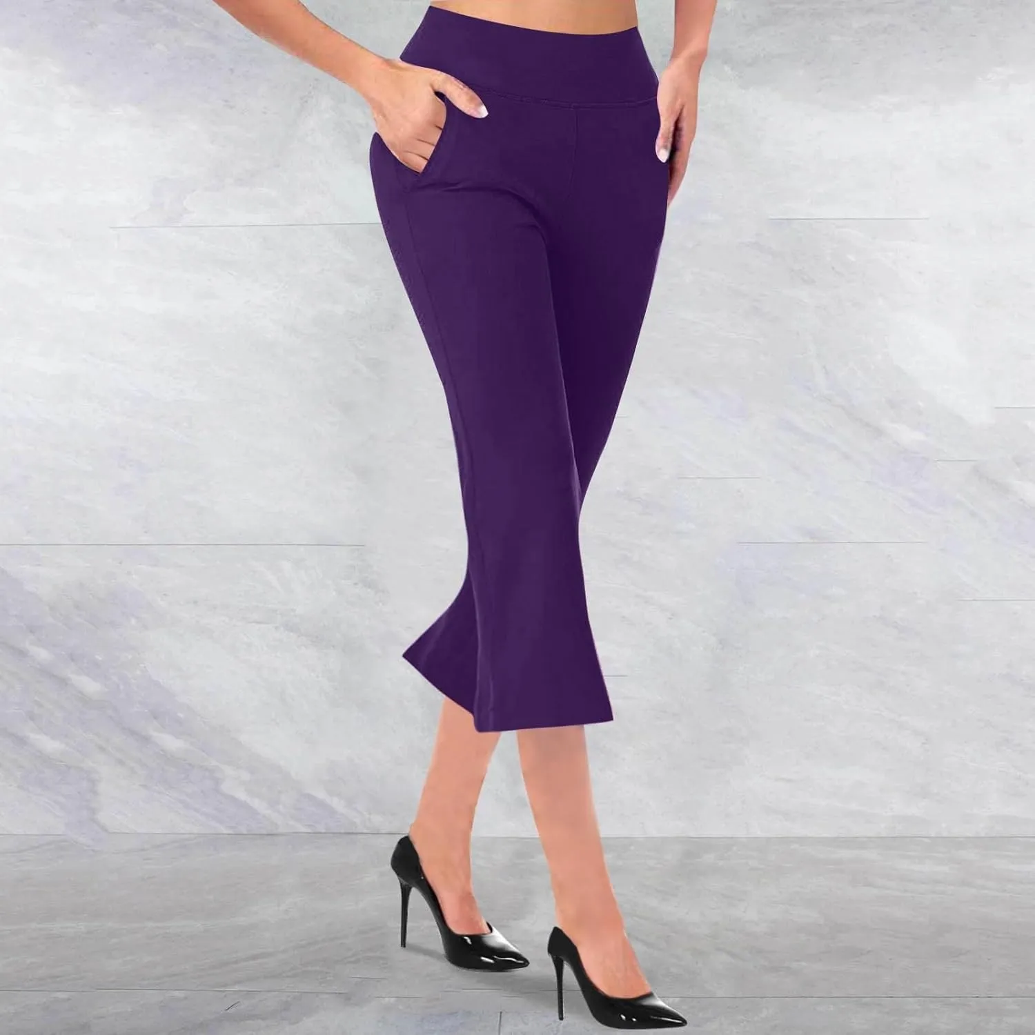 Womens Bootcut Dress Pants Business Casual Work Pants with Pockets High Waist Stretchy Trousers Pull On Office Slacks