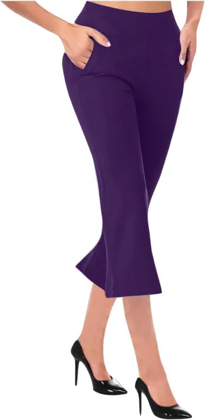 Womens Bootcut Dress Pants Business Casual Work Pants with Pockets High Waist Stretchy Trousers Pull On Office Slacks