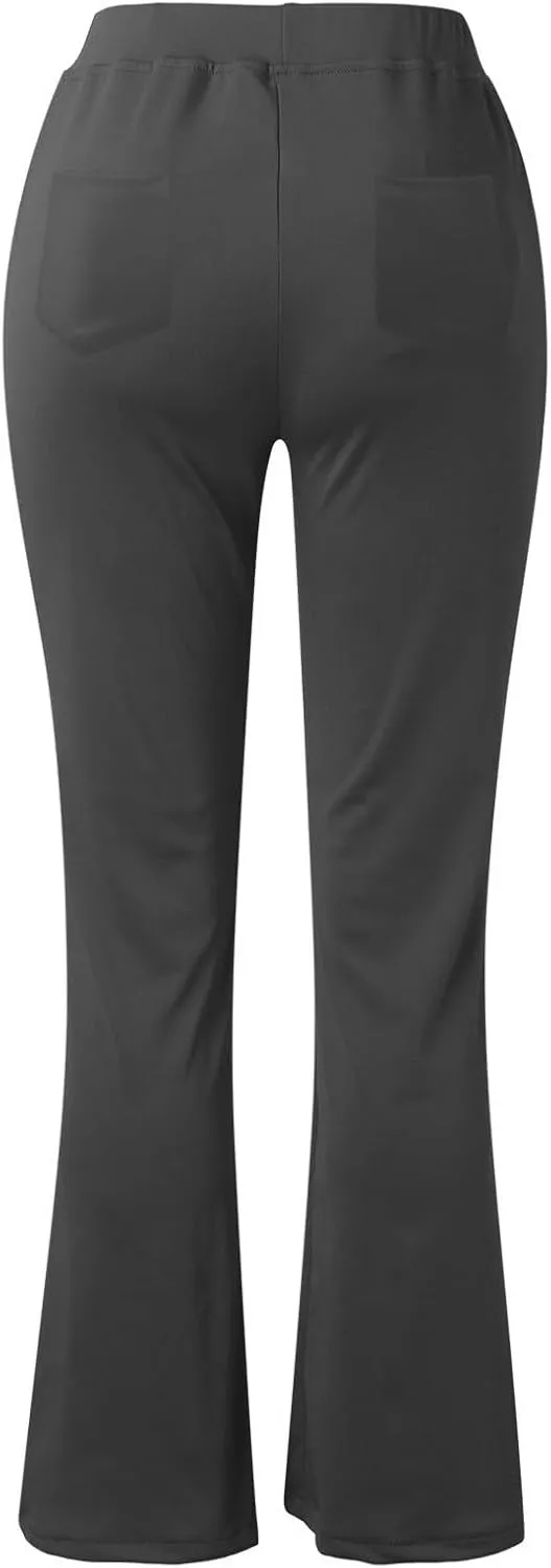 Womens Bootcut Dress Pants Business Casual Work Pants with Pockets High Waist Stretchy Trousers Pull On Office Slacks