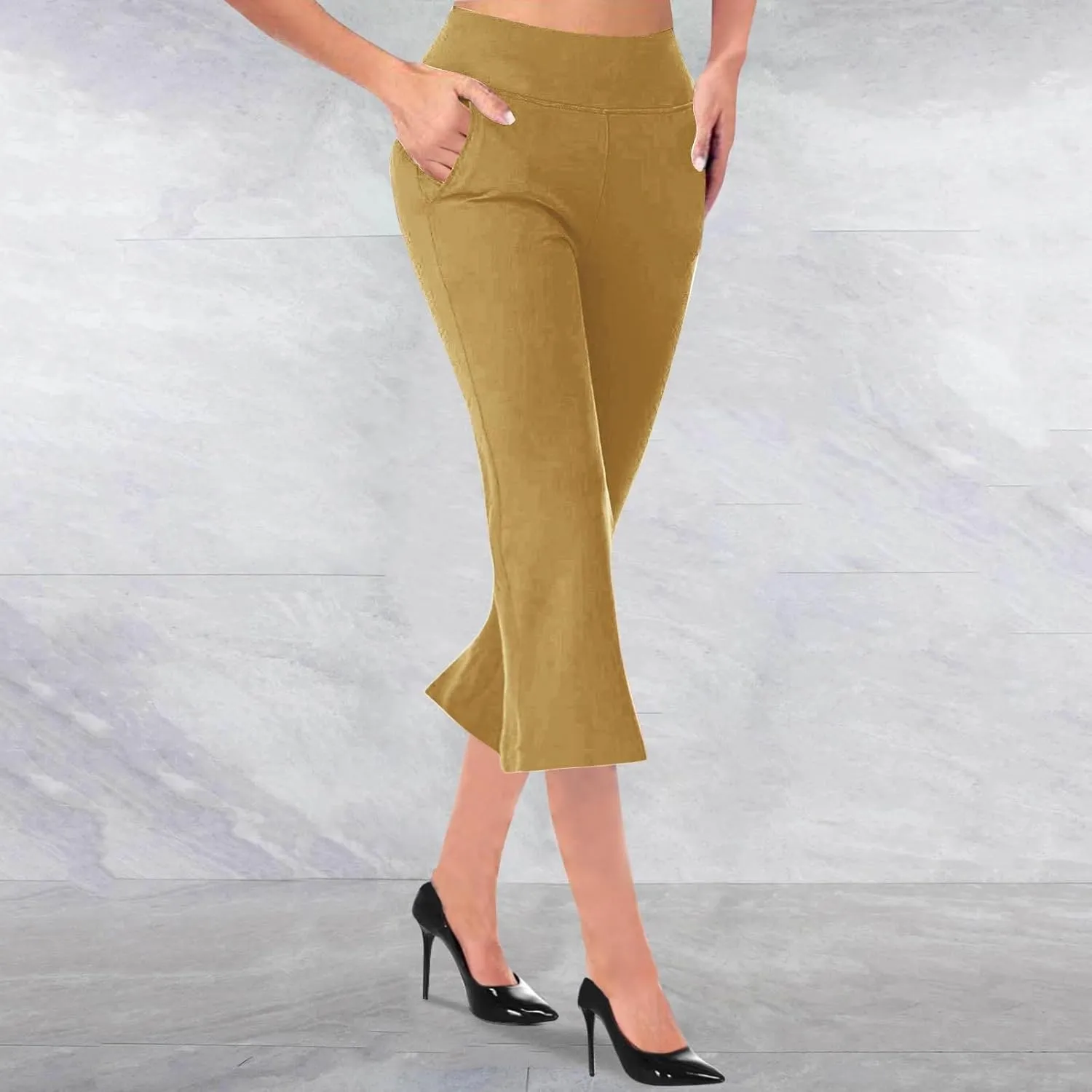 Womens Bootcut Dress Pants Business Casual Work Pants with Pockets High Waist Stretchy Trousers Pull On Office Slacks
