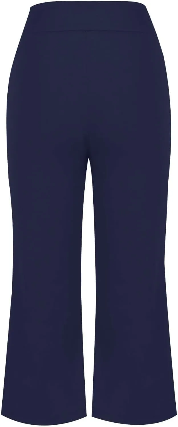 Womens Bootcut Dress Pants Business Casual Work Pants with Pockets High Waist Stretchy Trousers Pull On Office Slacks