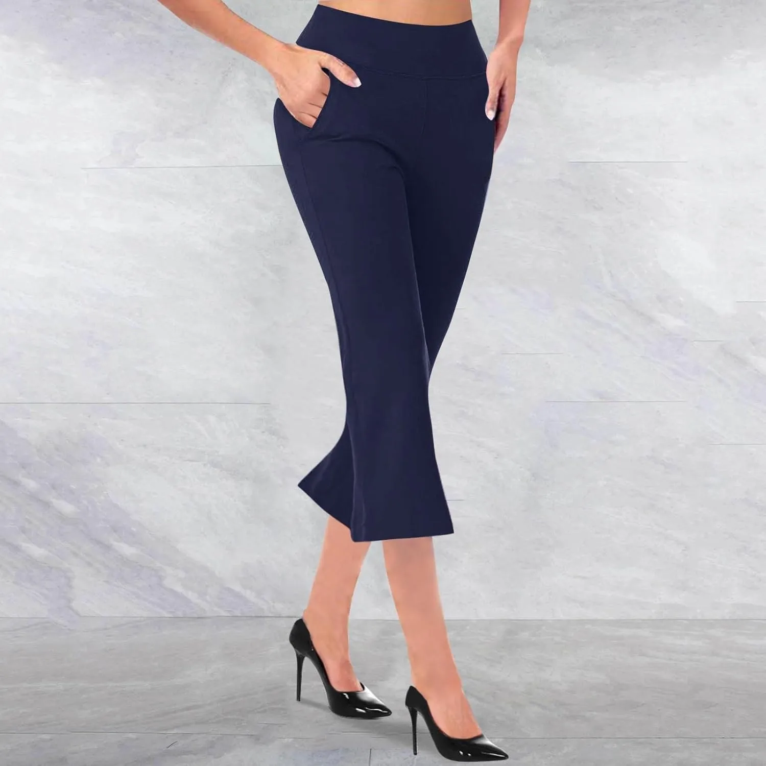 Womens Bootcut Dress Pants Business Casual Work Pants with Pockets High Waist Stretchy Trousers Pull On Office Slacks