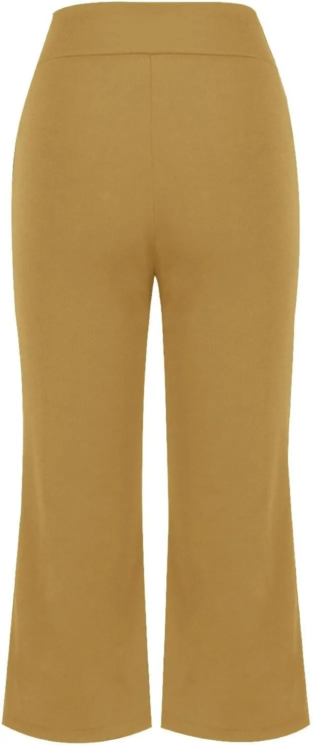 Womens Bootcut Dress Pants Business Casual Work Pants with Pockets High Waist Stretchy Trousers Pull On Office Slacks