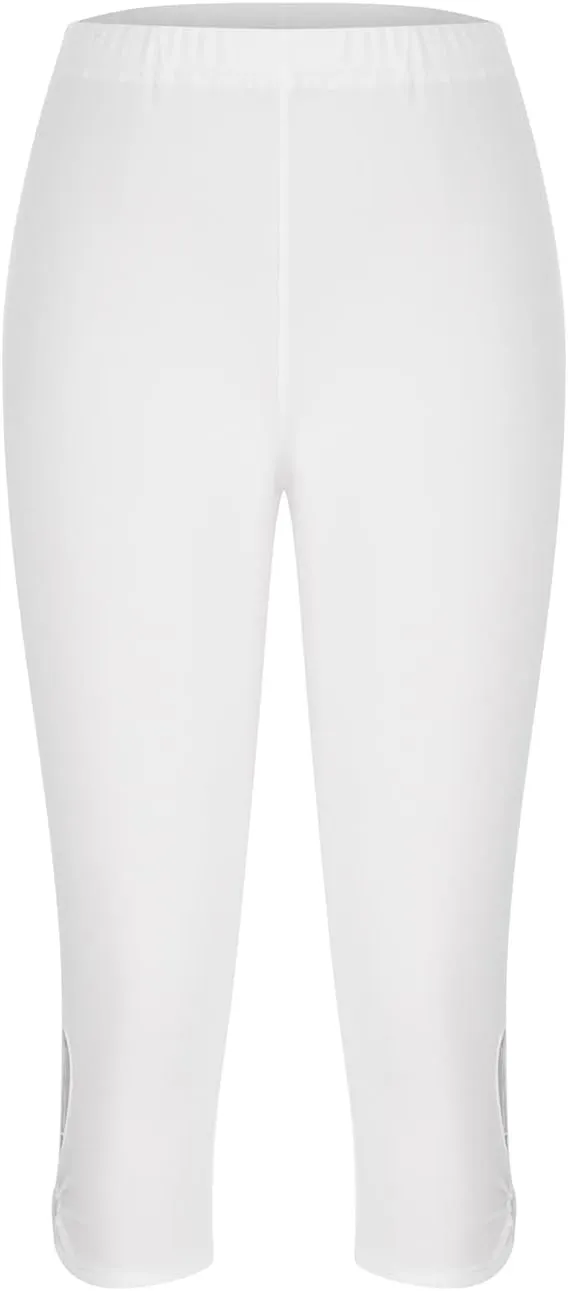 Womens Capri Leggings Summer Plus Size Capris Workout Yoga High Waisted Capri Pants Casual Pull On Capris with Pockets