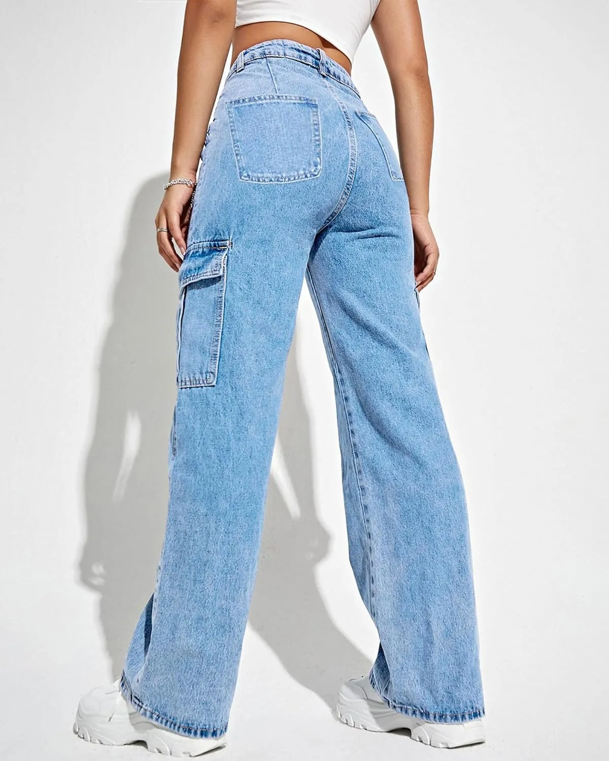 Women's Cargo Pants High Waisted Baggy Cargo Jeans Straight Leg Y2K Streetwear Trousers 6 Pockets for Women Teen Girl.