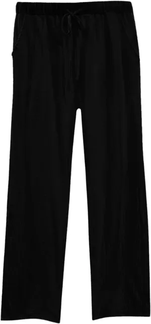 Womens Casual Lightweight Linen Pants Casual Elastic Drawstring Cotton Pants Baggy Comfort Trousers with Pocket