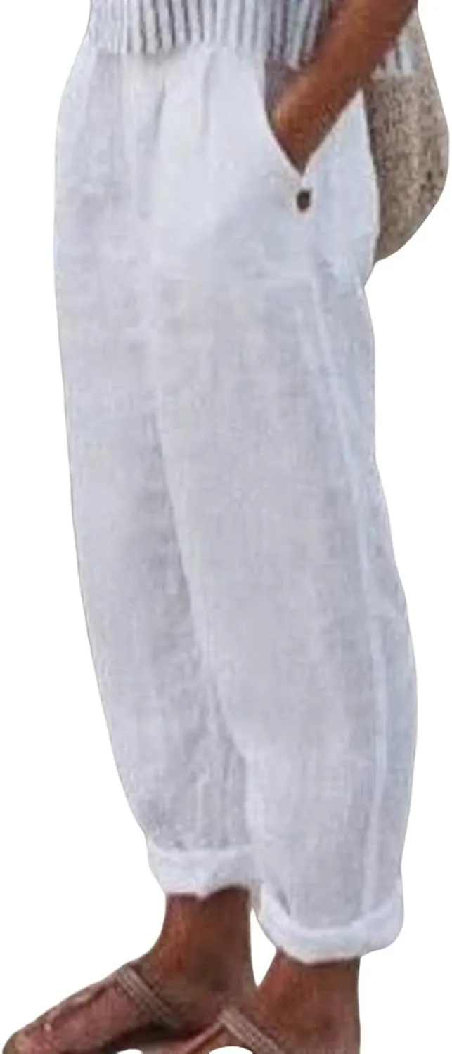 Women's Casual Wide Leg Palazzo Pants High Waist Loose Casual Pants Long Straight Drawstring Pants Trousers