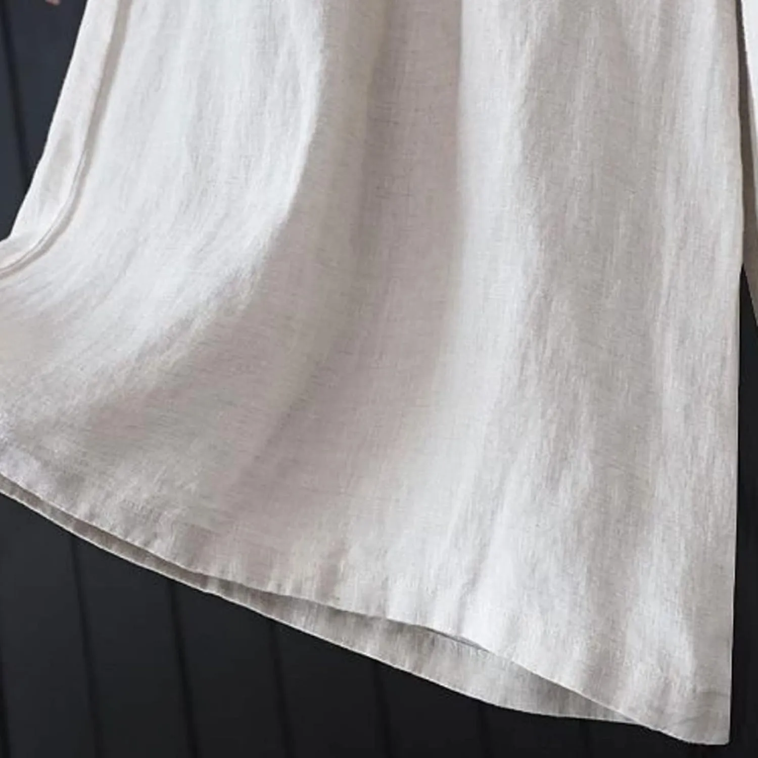 Women's Cotton Linen Casual Trousers High Waist Stretch Lightweight Joggers Summer Wide Leg Drape Cropped Pant with Pocket