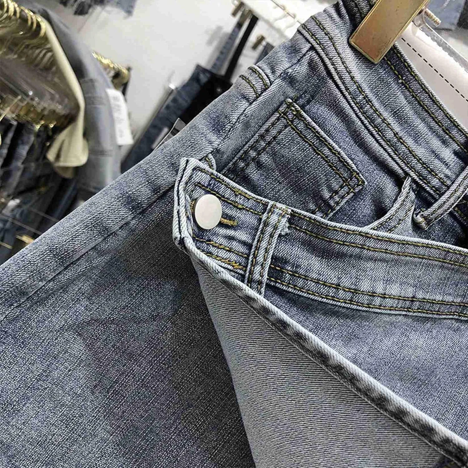 Women's Denim Short Jeans High Waist Wide-Leg Trouser Solid Color Jean Short Summer Casual