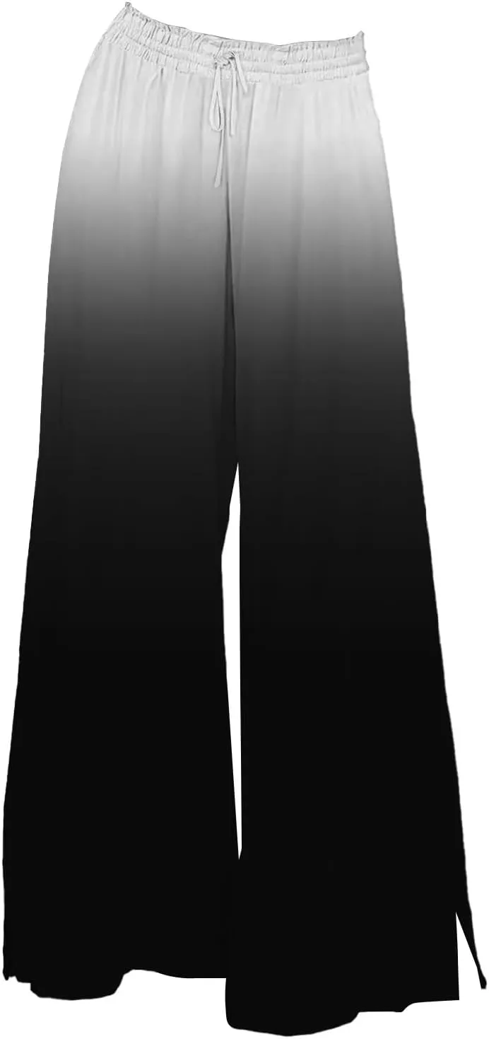 Womens Elastic High Waisted Palazzo Pants Casual Wide Leg Long Casual Lounge Pant Trousers with Pocket