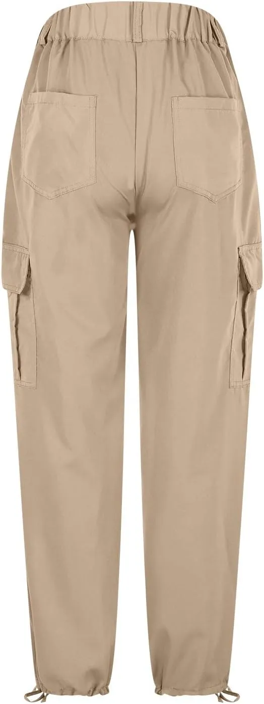 Womens High Waist Cargo Pants Fashion Lounge Trousers Baggy Y2K Joggers Casual Streetwear Multiple Pockets Slacks